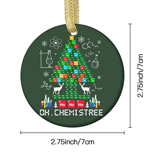 Biology Chemistry Physics Christmas Ornament - Funny Science Ornament - Gift Ceramic Holiday Decoration Present Porcelain 2.75'' Flat with Both Sides - Image 3