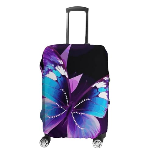 Blue Purple Butterfly Luggage Cover, Washable Elastic Suitcase Cover Protector Fit 18-32 Inch Luggage