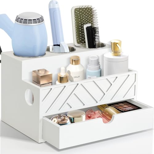 Hair Tool Organizer, Hair Dryer Holder with Drawer, Bathroom Countertop Organizer for Bathroom...