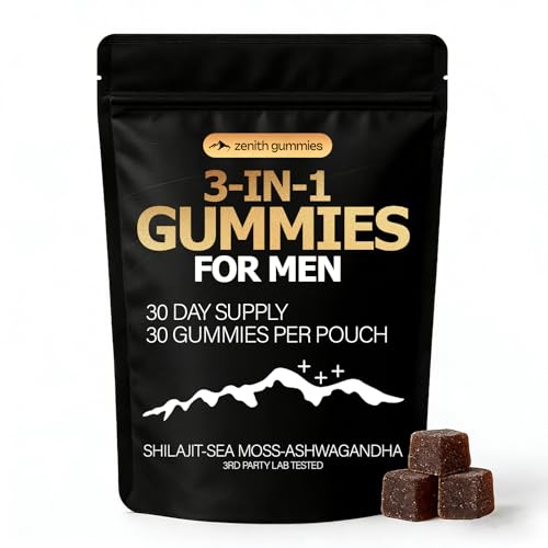 Zenith 3 in 1 Gummies for MenShilajit Gold Gummies with Sea Moss Ashwagandha Organic Manuka Honey Burdock Root Palm Moss ExtractEnergy Support