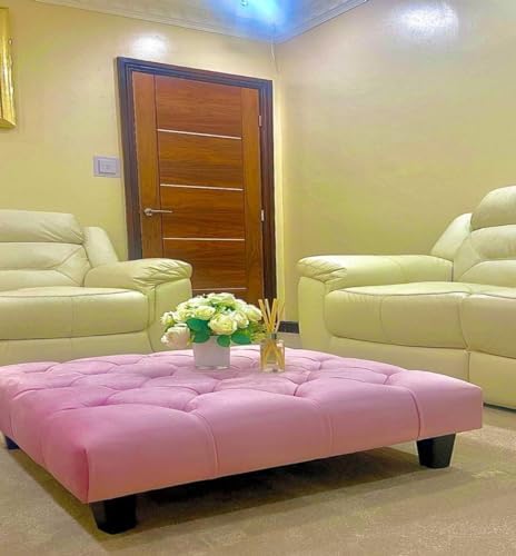 luxisleepltd Footstool, Chesterfield,Padded Bench, Chest,for Bedroom, Hallway, Living Room,Plush fabric (Cream, Length 30'', Width 30'', Height 10'')