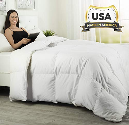 ComfyDown Luxurious White Comforter - Hypoallergenic, Washable, European Goose Down, 800 Fill Power