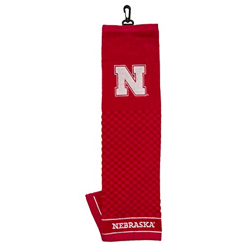 Image of Team Golf NCAA Nebraska Cornhuskers Embroidered Golf Towel Embroidered Golf Towel, Checkered Scrubber Design, Embroidered Logo