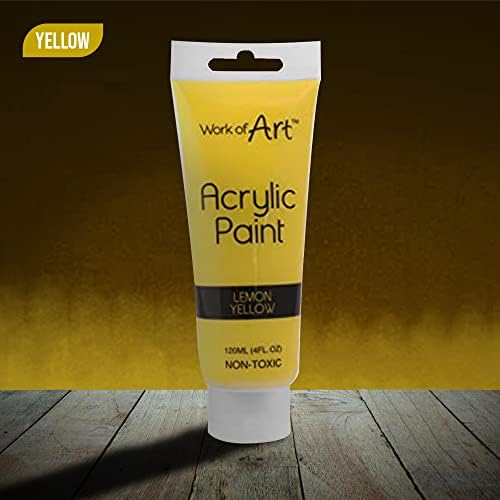 KARRMA. Acrylic Paint 8 Tubes of Assorted Colour - 120ml Tubes Black,Blue,Brown,Green,Orange,Red,White,Yellow.Suitable for use on paper/ canvas/ card/ board/ wood etc
