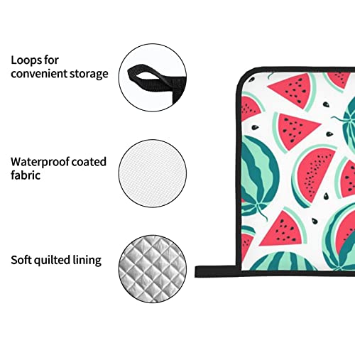 Fruits Watermelon Printed Oven Mitts And Pot Holders Heat Resistant Potholders Oven Gloves And Pad For Baking Kitchen Grilling - 4 Set #TOP6