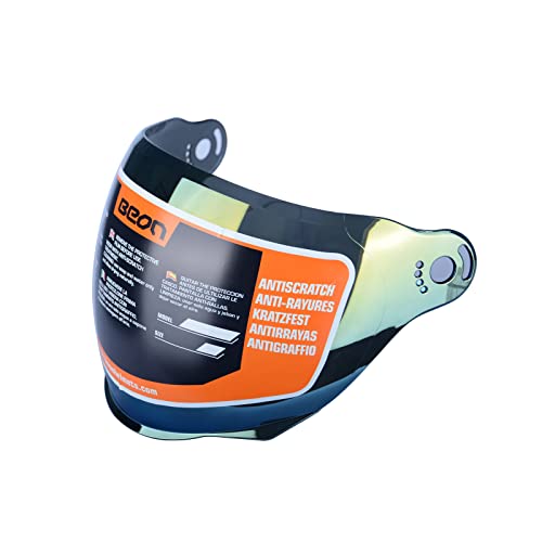 Beon Open Face Motorcycle Helmet For Adults, Dot Approved,3/4 Retro Vespa Helmet, Dual Visors Men’s And Women’s Motorbike Casco For Moped Cruiser Bobber And Chopper（Long Gold） #TOP3