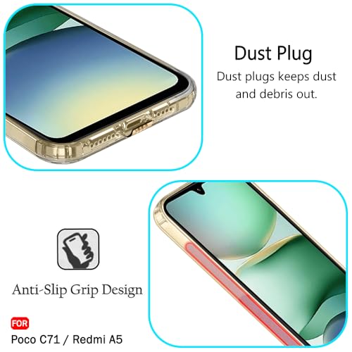 Image of TheGiftKart Back Cover Soft Case for Poco C71 / Redmi A5 | Best Camera Protection | Inbuilt Dust Plugs & Anti-Slip Grip | Ultra Clear Slim Back Cover for Poco C71 / Redmi A5 (Silicone, Transparent)