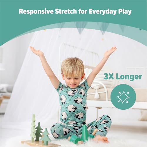 Image of Kids 2-Piece So Soft Playtime Set-Lightweight Viscose from Bamboo Short Sleeve Top&Leggings for Toddler Boy & Girls