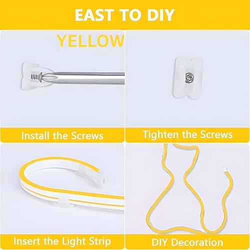 Image of HEADLY 5-Metre Yellow Neon Light Strip with 600 LEDs and 12V Adapter - Ideal for Wall Decorations,Parties Celebrations,Bars and Custom Neon Displays (Pack of 1)
