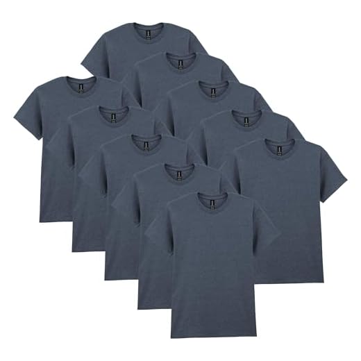 Gildan Men's Heavy Cotton T-Shirt, Style G5000, Multipack, Dark Heather (10-Pack), Large