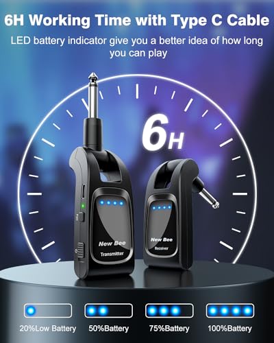 wireless guitar system 24 ghz with 6 channels rechargeable audio wireless guitar transmitter receiver for guitar bass electric instruments