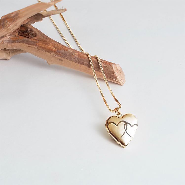 PicturesOnGold.com 14K Gold Filled Yellow Interlocking Hearts Heart Locket 2/3 Inch X 2/3 Inch with Engraving4
