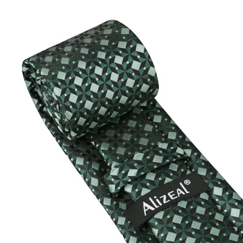 Image of Alizeal Mens Vintage Solid Plaid Tie with Pocket Square 3.15inches Necktie Set