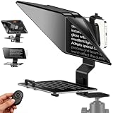 LENSGO TC12P Teleprompter für Smartphone, 11,98 Zoll HD Weitwinkel unterstützt iPad/Tablet bis zu 18,5 cm - Beam Splitter Glas mit Bluetooth Fernbedienung - Weitwinkel Unterstützung für YouTube