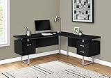 Monarch Specialties Corner Floating Desktop-3 Storage Drawers-Reversible-Home Office Computer Desk,...