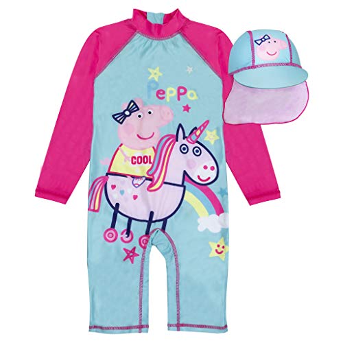 Image of Peppa Pig Unicorn Sunsafe Swimsuit, Girls, 2-6 Years, Multicoloured, Official Merchandise