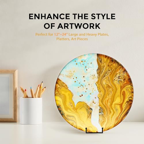 Image of TR-LIFE 12 Inch Plate Stands for Large Heavy Duty Display - Metal Picture Frame Holder Stand + Table Top Easels for Decorative Platter, Book, Plaque, Photo (2 Pack)