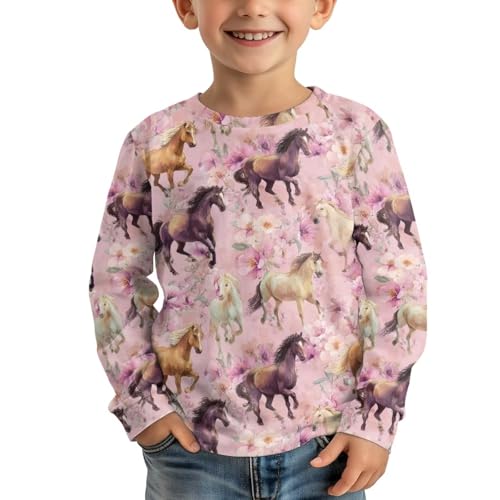 Image of WELLFLYHOM Long Sleeve T-Shirt for Boys Girls 3-16 Years Old Tee Tops Crewneck Pullover Shirts Fall Outfits