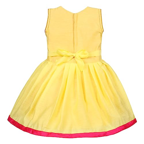 Image of Wish Karo Baby Girls Knee Length Satin Embroidered Party Dress-(fe2913nw)