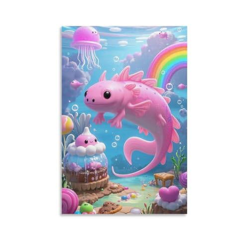 Cuadro en lienzo de axolote KKLOSDXERT de 50x75cm para decoracion de salon y dormitorio
