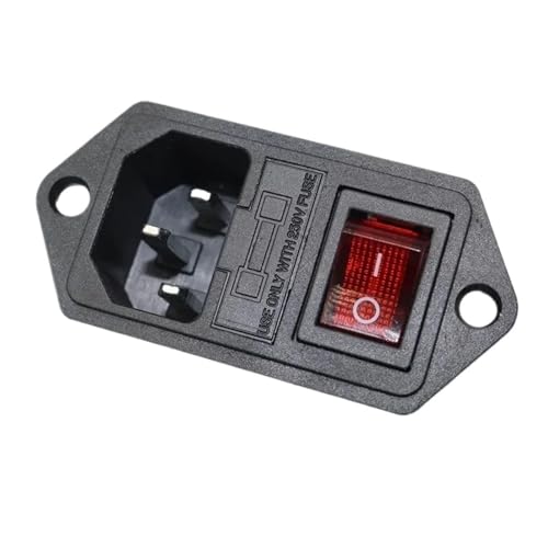 Prise mâle femelle AC-01B 10A 250V interrupteur bascule 3 broches fusible bouton rouge