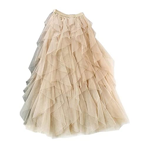 Tulle Skirt Women Mesh Skirt Slim A-line Fluffy Dress Elastic Waist Mesh Cake Long Skirt Tulle Dress for Women
