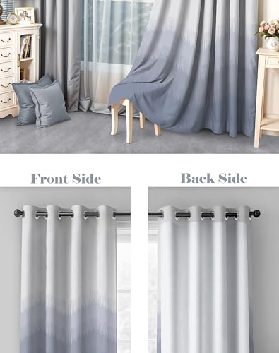 Image of Casableu Kivo Digital Print 85% Blackout Curtains for Door /Window, Thermal Insulated, Tie Back, Wider Width 50 in, Eyelet Curtains for Living Room /Bedroom (Sky Blue 7 ft Set of 2)