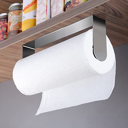 Image of ZUNTO Adhesive Paper Towel Holder, Under Cabinet Paper Towel Rack for Kitchen - Great Space Saver, SUS 304 Stainless Steel (Polished)