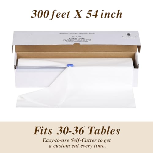 Goodluck 54 Inch X 300 Feet Plastic Table Cloths with Cutter Box, White Disposable Table Cover Roll, Plastic Tablecloth for Party, Banquet, Wedding, Birthday, Anniversary - Image 5