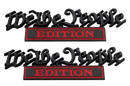 Image of Pair Set WE The People Edition Raised Letters Emblem 3D Badge Sticker Decal Replacement for Vehicle, Truck, SUV, Door Decoration (Black Red)