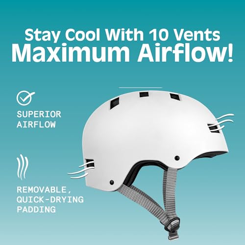 Image of Retrospec Dakota Adult & Youth Bike Helmet - Multi-Sport Protection with ABS Shell, EPS Foam, 10 Vents & Removable Washable Padding for BMX, Skating, and Scooter