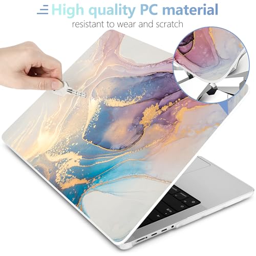 Image of MEEgoodo Case for MacBook Pro 14 inch (M5 /M4 /M3 /M2 /M1) Pro /Max 2026 2025 2024 2023 2021, Laptop Case Fit Model A3427 /A3426 /A3434 /A3112 /A3401 /A3185 /A2918 /A2992 /A2779 /A2442, Abtract Marble