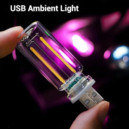 2 PCS Car USB Light Bulbs, Retro Glass Bottle LED Night Lamp with Touch Dimmable Control, Portable Interior Ambient Lighting for Vehicle, Bedroom, Hallway, Camping, Gift for Christmas or Birthday,Red - image 5