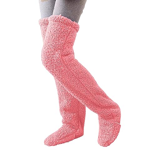 Chaussettes longues d'intérieur contre les pieds froids au lit en hiver rouge