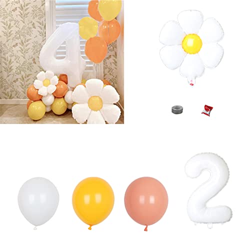 Décorations d'anniversaire de marguerites pour filles, kit de guirlande de ballons en forme de marguerites - Grandes marguerites - Fournitures d'anniversaire sur le thème bohème hippie Cover