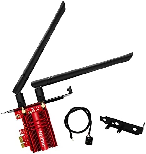 WiFi 6E AX210 PCIe WiFi Card RLihm 5400Mbps Bluetooth5.2 Wireless WiFi Network Card for Desktop PC Windows 10/11 64-bit,Heat Sink Tri-Bands(6GHz/5.8GHz/2.4GHz),MU-MIMO,Ultra-Low Latency