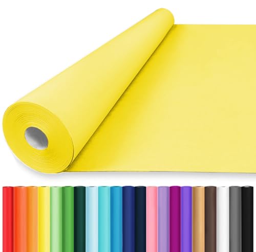 Vanhench 36 x 2400 (200) Yellow Wrapping Paper for Birthday Solid Color Art Kraft Craft Paper for Gift Wrapping Birthday Bouquet Flower Crafts Packing Poster Bulletin Board