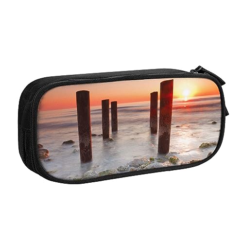 Red Sky at morning - Astuccio per matite con stampa per trucchi gioielli portatile da viaggio nero Nero Taglia unica portamatite