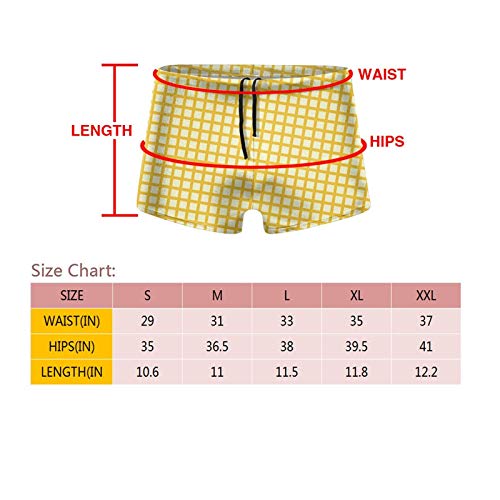 Men's Plaid Checkered Goldenrod Yellow Swimwear Boxer Briefs Swim Trunk Triangle Thong Bikini Swimsuit #TOP4