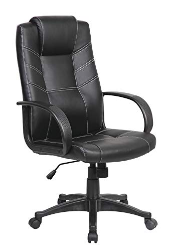 Chaise de bureau ergonomique Corsica simili cuir noir fauteuil de bureau pivotant à roulettes
