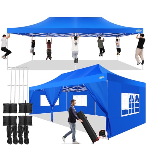 Image of COBIZI 13x26 Pop Up Canopy Tent with 8 Sidewalls,Heavy Duty Canopy,Blue