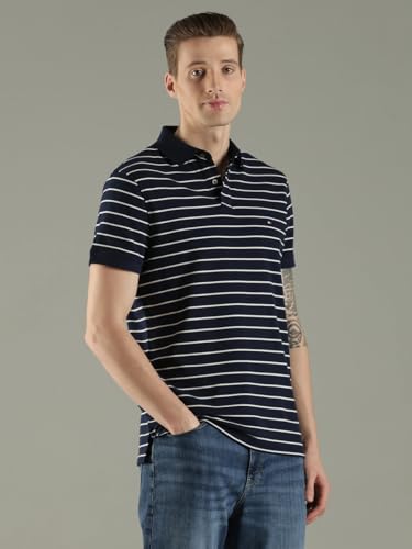 Image of Tommy Hilfiger Solid Regular fit Cotton Polo t-Shirt