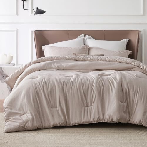 Image of Bedsure Oversized King Comforter Set - Warm Taupe Soft Bedding for All Seasons, Cationic Dyed Bed Set, 3 Pieces, 1 Oversized King Size Comforter (120 inchx 98 inch) and 2 Pillow Shams (20 inchx 36 inch+2 inch)