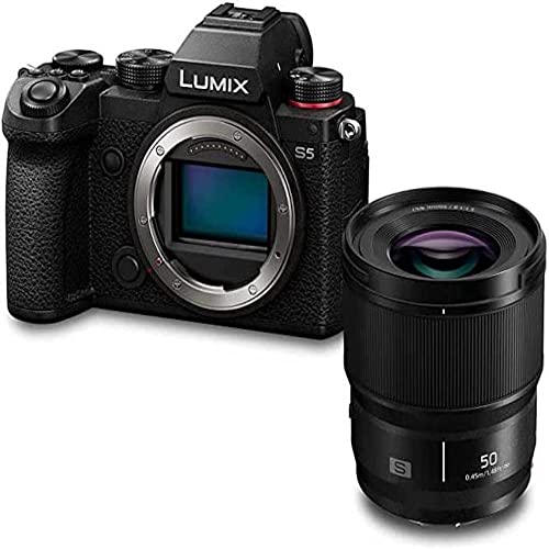 Panasonic LUMIX DC-S5E-K S5 - Fotocamera mirrorless full frame con obiettivo F1.8 da 50 mm, registrazione video 4K 60P con schermo diviso e Wi-Fi, attacco a L, Dual I.S a 5 assi, colore nero