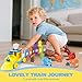 BOLZRA Farm Animals Train Toy for Toddlers 1 2 3 4 5 Years Old, Counting, Matching, Sorting Montessori Learning Toy with 11 Finger Puppets, Keys, Barns, Educational Christmas Birthday Gift for Kids