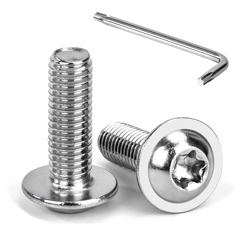 Tunejoy 20 Pièces Vis à Tête Bombée Torx avec Bride M8 x 25 mm Vis à Six Pans Creux en Acier Inoxydable A2 V2A Boulons à Tête Hexagonale avec Clé T40 Filetage Complet