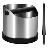 Foyucool Coffee Knock Box in Acciaio Inox per Espresso con Battitore Rimovibile e Spazzola, Base Antiscivolo, Accessori Macchina caffè Essenziali, 700 ml