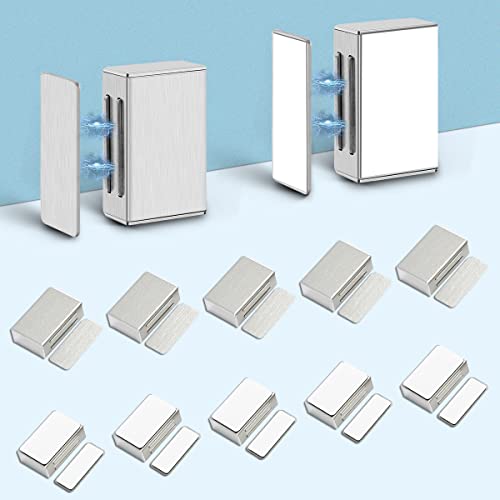 Image of Magnetic Door Catch Adhesive AOSITE 12 Pack Value Set, 17LB Strong No Holes Cabinet Magnets for Kitchen, Cabinet, Cupboard & Drawer Closure, Self-Adhesive Magnetic Catches, Silver Stainless Steel