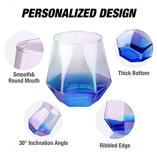 NiHome Iridescent Diamond Stemless Wine Glasses Set #TOP30