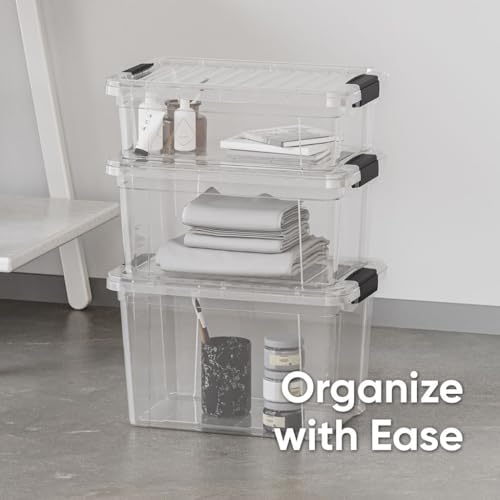 Image of Superio 8.7 Quart Clear Plastic Storage Boxes with Lids, Stackable Organizer Containers, BPA-Free Storage Bins for Home, Office, School & Dorm, 8 Pack